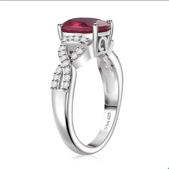 Niassa Ruby and White Zircon Infinity Shank Ring in Platinum
